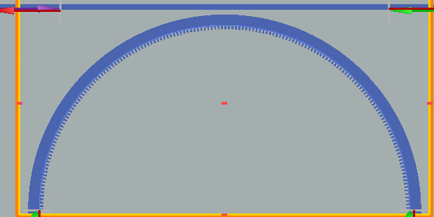 Lumerical FDTD simulation region containing a corrugated ring and bus waveguide